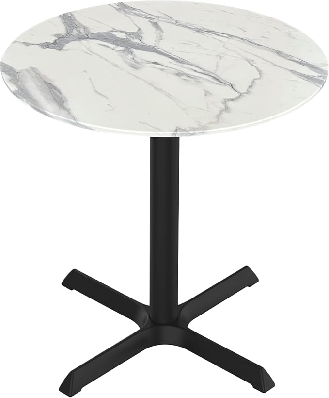 HBS 30" Tall OD211 Indoor/Outdoor All-Season Table with 36" Diameter White Marble Top