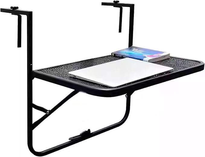 Wall-Mounted Table for Railings Outdoor Balcony Railing Side Table Balcony Bar Table for Railings Rounded Edges with Leveling Equipment Terrace Side Table for Patio Garden Balcony.