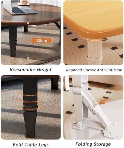 Japanese Folding Low Table - Wooden Space-Saving Floor Desk for Bedroom & Outdoor Use, Ideal for Tea Room, 31.5x31.5 in, Portable & Stylish Design