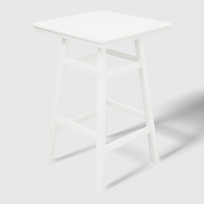 WestinTrends Malibu Square Outdoor Patio Bistro Bar Table with Umbrella Hole 42" Tall, White