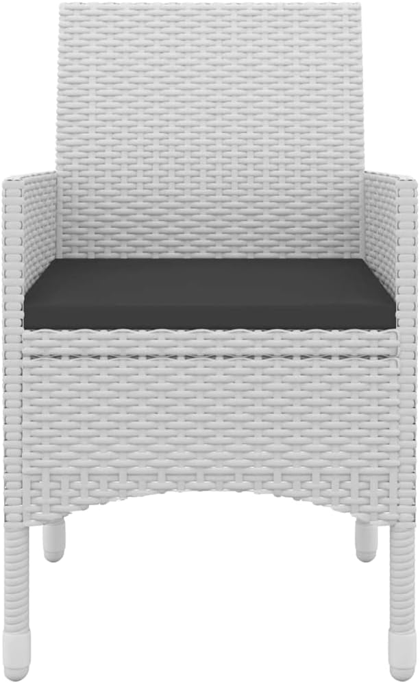 5 Piece Patio Dining Set, Outdoor PE Rattan Garden Furniture with Glass Table and 4 Cushioned Chairs, Weather-Resistant Metal Frame