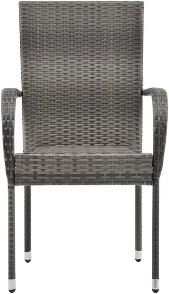 BOWERY HILL 3-Piece Outdoor Dining Set, Powder-Coated Steel, Gray Finish, Compact Design, Includes 1 Table and 2 Chairs, Durable PE Rattan, Lightweight Stackable Chairs, Ideal for Garden, Patio,