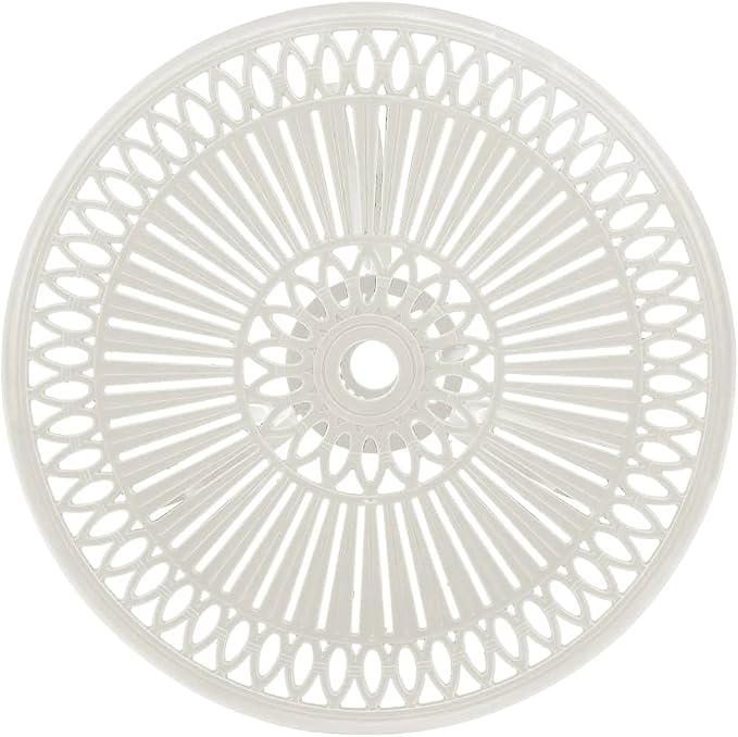 (Fast Delivery) Cast Aluminum Dining Table Outdoor Retro Bistro Table Round Dining Table with Umbrella Hole for Patio or Garden Garden Table White 24.4"x24.4"x25.6" Cast Aluminum