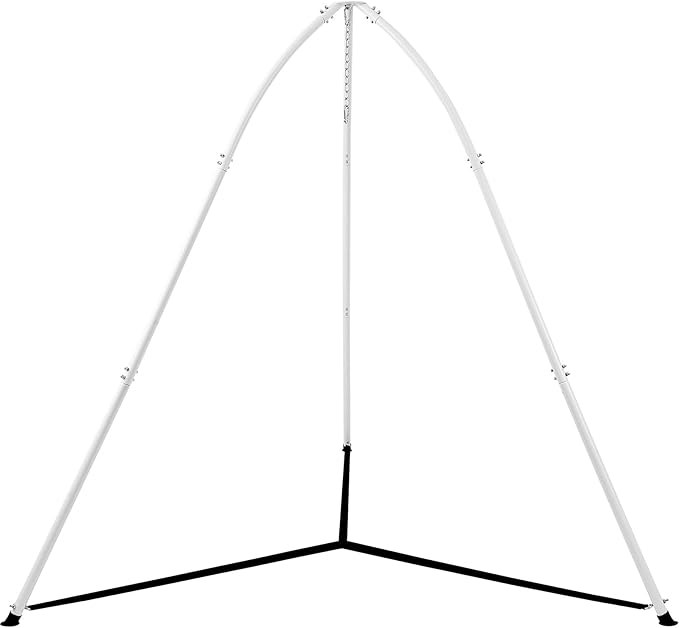 Tripod Hammock Chair Stand for Multi-Use, Heavy-Duty Hammock Chair Stand for Indoor & Outdoor, with Height Adjustable Triangular Design, 330 lbs Capacity, Easy Assembly, Stand Only - White