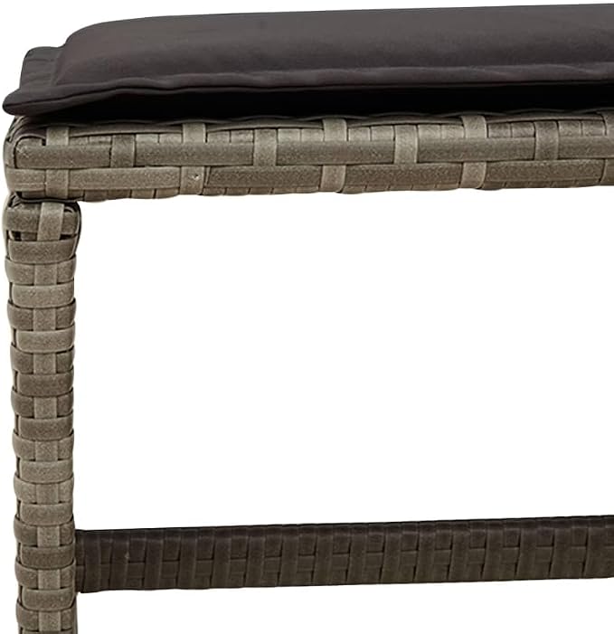 13 Piece Patio Dining Set with Cushions Gray Poly Rattan Outdoor Furniture Table and 8 Chairs Folding Backrest Space Saving UV Protected Acacia Wood Top for Garden Backyard Entertaining