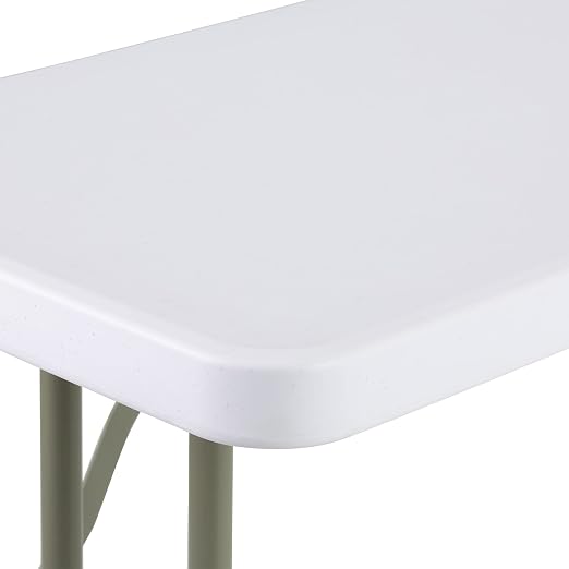Norwood Commercial Furniture 5' Indoor/Outdoor Folding Training Table, Rectangular Blow-Molded Plastic Folding Training and Event Table, White
