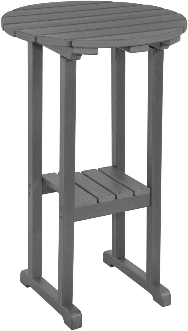 Sundale Outdoor 39 Inches Height Adirondack Bar Table, Patio HDPE Pub Height Round Counter Table, All Weather High Top Bistro Table for Outside Deck Porch Balcony Poolside, Gray