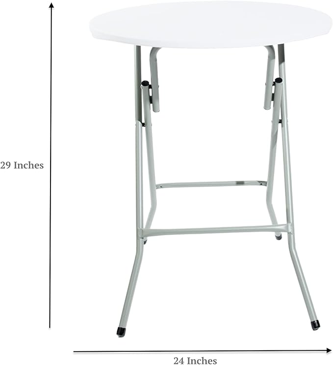 24" Round Granite White Heavy-Duty Blow Molded Standard Height Plastic Folding Table, Folding Camping Table Folding Tables Party Table And Chairs For Events Folding Tables Picnic Folding Table