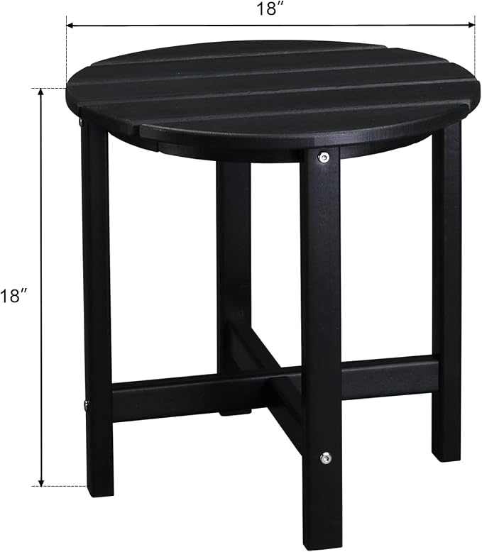 Patio Side Table, Pool Composite Patio Table,HDPE End Tables for Backyard,Pool, Indoor Companion, Easy Maintenance & Weather Resistant (Style 2-Black)