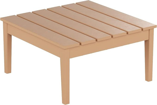 WestinTrends Ashore Outdoor Coffee Table, 32 Inch All Weather Poly Lumber Adirondack Patio Coffee Table Square Low Table, Teak