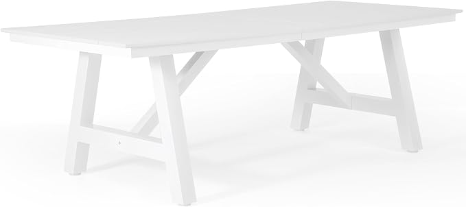 WestinTrends Cape May 9-Piece HDPE Outdoor Furniture Patio Dining Table with Umbrella Hole and Chairs Set for 8, White