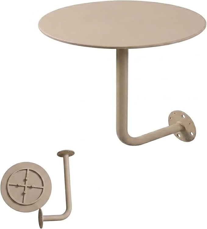 Wall Mounted Round Bar Table, Heavy Duty Iron Floating Desk, Space Saving Dining Table for Small Spaces, Waterproof Indoor/Outdoor Coffee Table, 19.7in Diameter