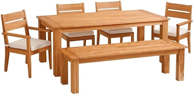 Linon Barlow Teak Outdoor Dining Table 80" Long Seats Up to 8 in Natural Finish