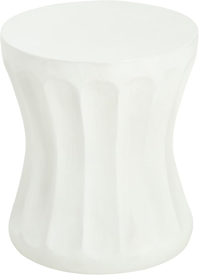 Round Concrete Side Table, Antique White