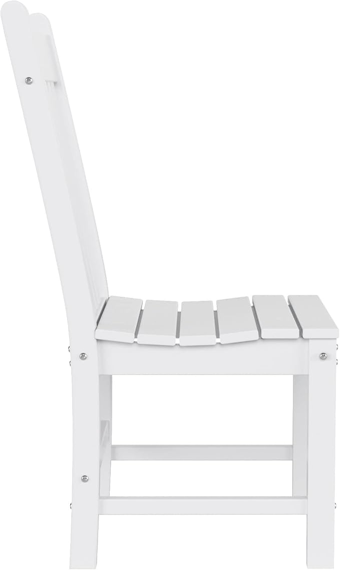 WestinTrends Malibu 6 Piece Outdoor Dining Set with Bench, All Weather Poly Lumber Patio Table and Chairs Set, 71" Trestle Dining Table with Umbrella Hole, 5 Patio Chairs with Bench, White