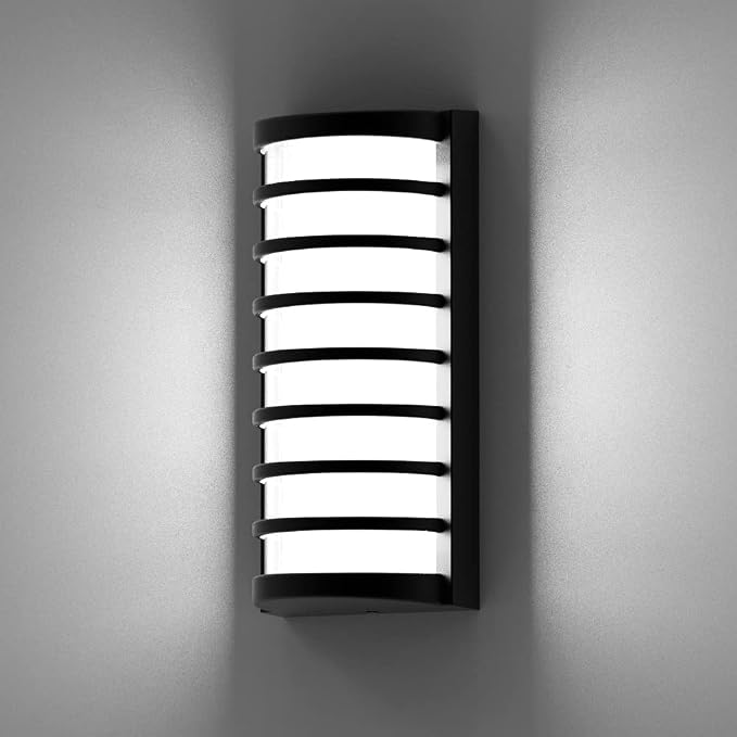 Modern Outdoor Wall Lights 2Packs, 6000k Cool White LED Exterior Light Fixtures,Porch Led Wall Lamps,Porch&Patio Light for House,IP65 Waterproof for Garage Hallway Stairs Gardens(2packs)