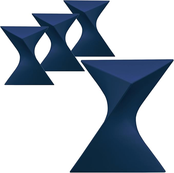 LeisureMod 15.75" Triangular Side Table, Stackable Plastic Accent End Table for Indoor & Outdoor Use, Weather-Resistant Modern Patio & Living Room Table, Set of 4, Navy Blue