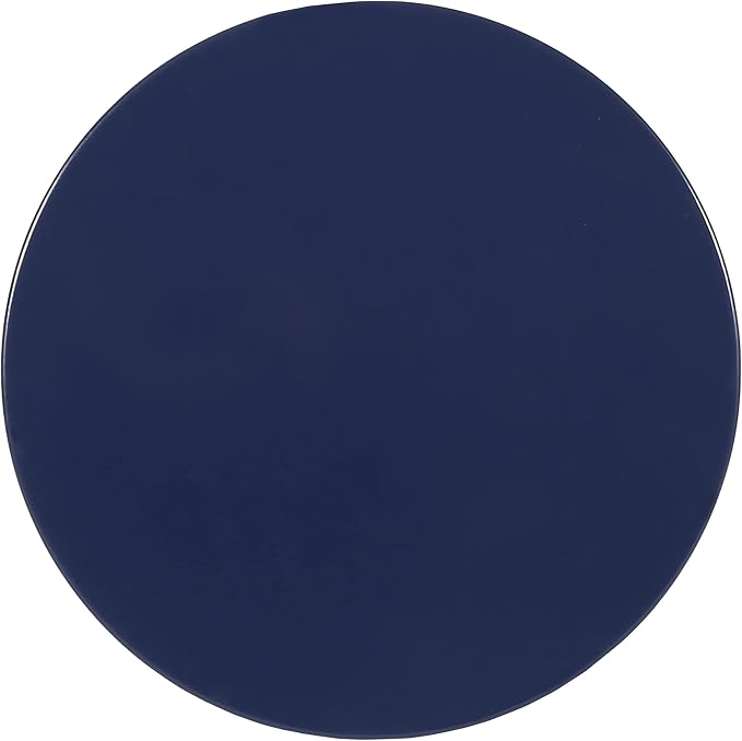 Set of 2 Navy Blue Metal Outdoor Side Tables, Round Patio End Tables, Weather Resistant Accent Stools, Geometric Cutout Design, Indoor & Outdoor Decorative Tables for Garden, Balcony, Living Room