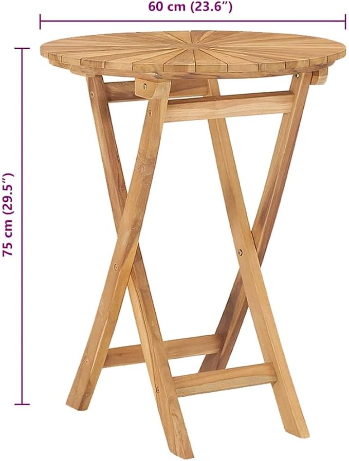 4-Piece Balcony Furniture Table Set with Solid Teak Wood and Foldable Design for Outdoor Patio Use