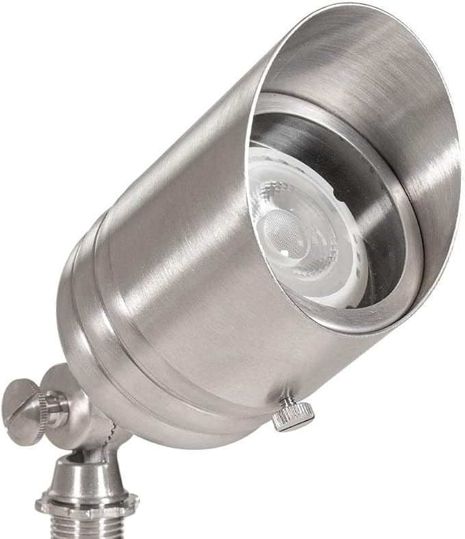 VOLT 20-Pack 12V Fat Boy Stainless Steel Spotlight & 5W 2700K MR16 LED Bulb | 400 Lumens of Warm White Light, Low Voltage, Ideal for Uplighting of Yard, Lawn, Garden, Patio, Trees & House