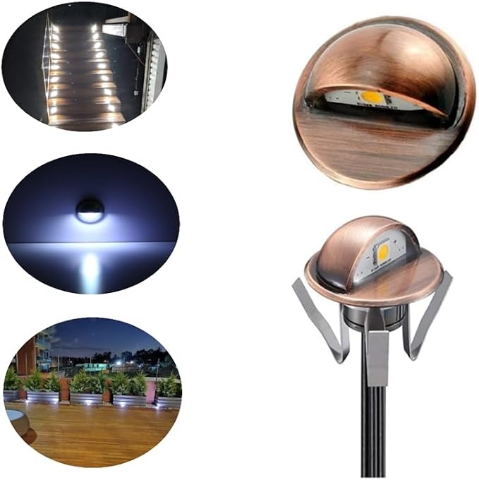 Pack of 6 LED Deck Lights kit Outdoor Garden Yard Decoration Lamp Recessed Landscape Pathway Step Cool White Lighting, Bronze