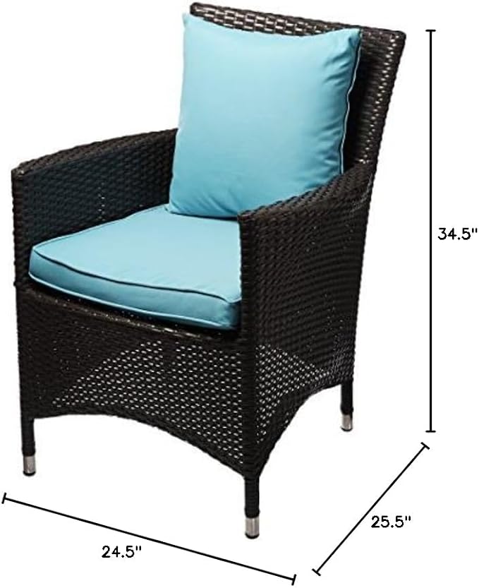 Modway Convene Wicker Rattan Outdoor Patio Dining Armchair with Cushion in Espresso Turquoise