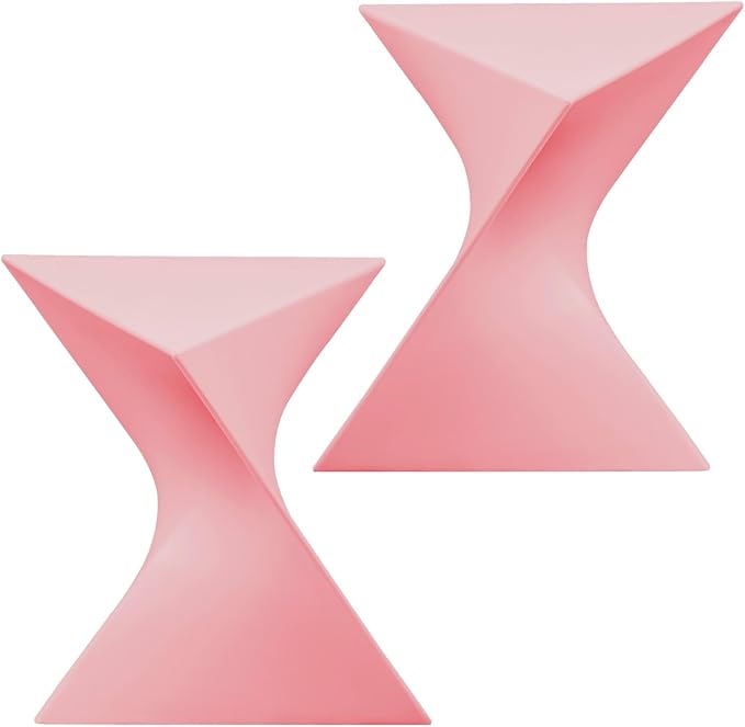 LeisureMod 15.75" Triangular Side Table, Stackable Plastic Accent End Table for Indoor & Outdoor Use, Weather-Resistant Modern Patio & Living Room Table, Set of 2, Pink