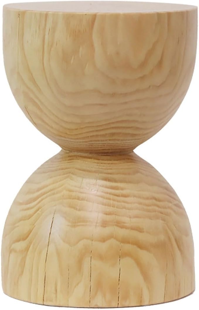 Wood Side Table、Round Wood Coffee Table, Wooden Stool, Side Table, Round end Tables Living Room(Color:Log Color)