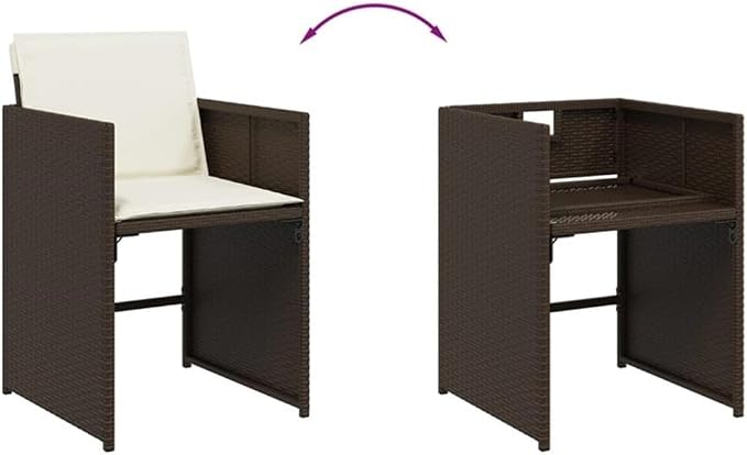 Afuera Living Contemporary 13-Piece Rattan Patio Dining Set, Brown Finish, UV-Resistant PE Rattan, Tempered Glass Top, Foldable Seating, Steel Frame, High-Back Cushions, 12-Seater Outdoor Garden