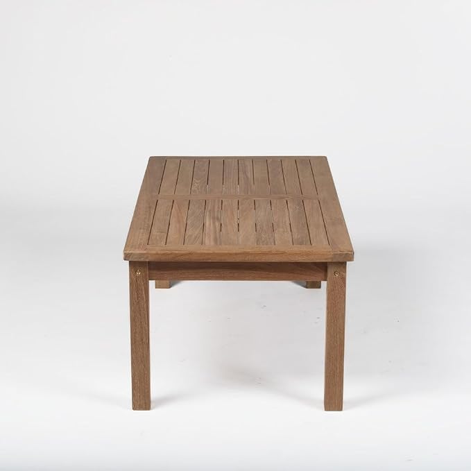 TITAN GREAT OUTDOORS Ash & Ember Grade A Teak 47in Coffee Table, Patio Lounge Tea Table for Deck, Porch, or Backyard Indoor Outdoor Use, Weather Resistant Slatted Outdoor Lounging Patio Furniture