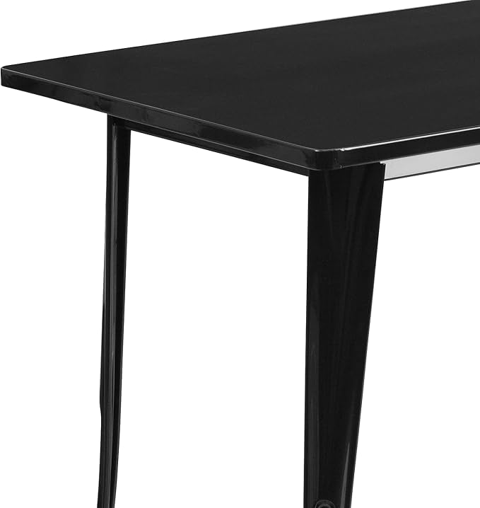 Flash Furniture Charis Commercial Grade 31.5" x 63" Rectangular Black Metal Indoor-Outdoor Table