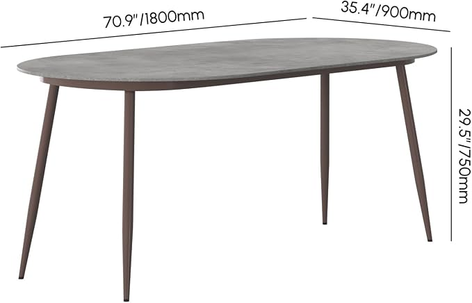 LOVEDIMA 70.9'' Patio Table and Chairs Set,7 Pieces Patio Furniture Set Outdoor Sintered Stone Top Dining Table Set with Rope Woven Armchairs for 6,Gray & Brown
