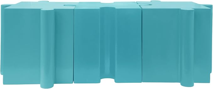 Christopher Knight Home Daton 3 Piece Interlocking Outdoor Side Table Set, Modular Lightweight Concrete Coffee Table, Convertible MGO End Table for Indoor&Outdoor, Creative Set Up, Sky Blue