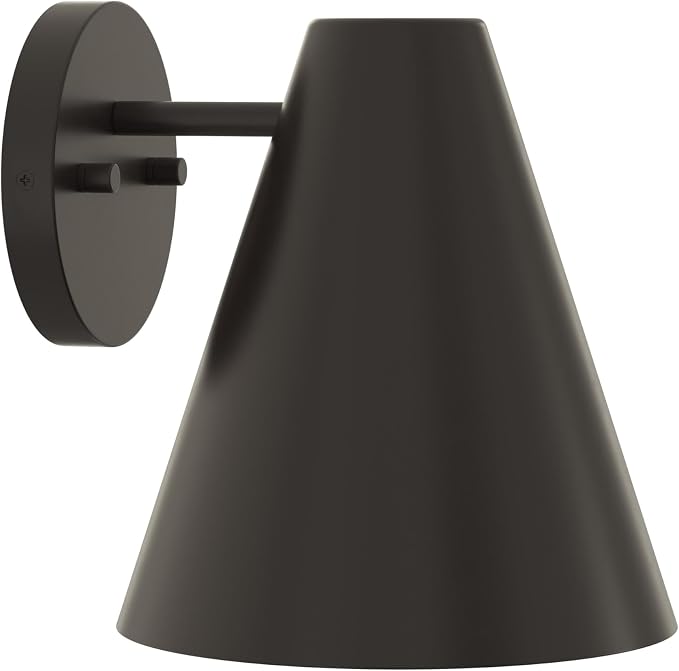Progress Lighting Mik 18 Inch 1-Light Outdoor Wall Light, Modern Industrial Exterior Light, Antique Bronze Tapered Cone (18 in. H x 10 in. W x 12 in. Dia), P560409-020