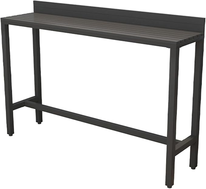 Outdoor Bar Table, Patio Pub Height Table with Anti-Fall Baffle, All-Weather Bar Height Counter Table, Narrow Dining Table for Hot Tub, Garden & Backyard(Color:Black+Black,Size:L-62.9in)