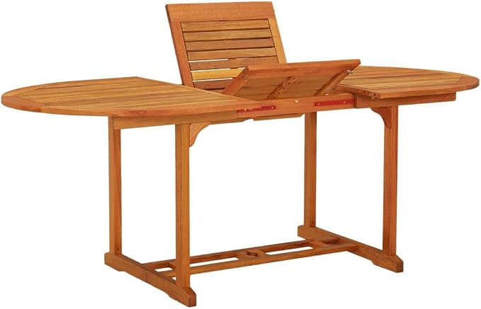 vidaXL Outdoor Dining Table, Extendable Patio Table, Garden Table with Umbrella Hole, Garden Furniture for Porch Deck, Farmhouse, Solid Eucalyptus Wood