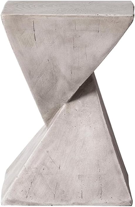 LeisureMod Modern Side Table Square Fiberstone Accent End Stool for Home, Outdoor Patio Log Table, Living Room Sofa, Night Stand, Weather-Resistant, Glint Series in Marble White