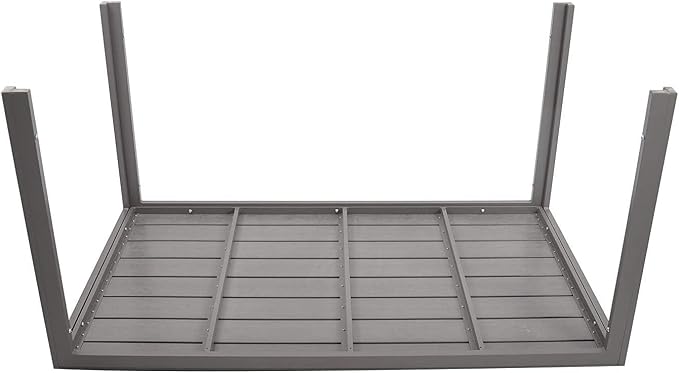 Outdoor Patio Dining Table, Lightweight Aluminum Frame Rectangle Table for 6, PS Table Top Heavy Duty Patio Furniture for Garden, Picnic Table Easy Install Indoor Outdoor Grey