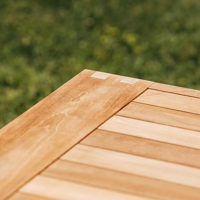 TITAN GREAT OUTDOORS Ash & Ember Sierra Grade A Teak Coffee Table, 16" Tall Outdoor Hand-Sanded Accent Table, 59.75"x24" Slated Tabletop, Reinforced with Finger Joints & Solid Brass Hardware