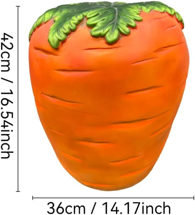 16" Orange Carrot Resin Garden Stool, Multifunctional Outdoor Side Table & Plant Stand, Weatherproof Decorative Sculpture, Funny Unique Gift for Patio Yard Lawn & Housewarming