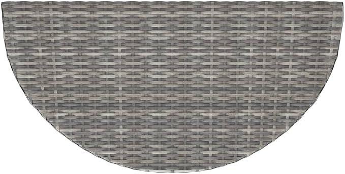 Wicker Half-Moon Patio Table, Half-Round Rattan Bistro Table, Gray 39.4"x19.7"x29.5" Poly Rattan, -283
