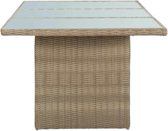 BOWERY HILL Contemporary Patio Dining Set, Weather-Resistant PE Rattan, Brown and Dark Gray Finish, 7-Piece Set with Cushions, Seats 6, 39.4 x 78.7 x 29.1 in., Outdoor Garden or Terrace Furniture