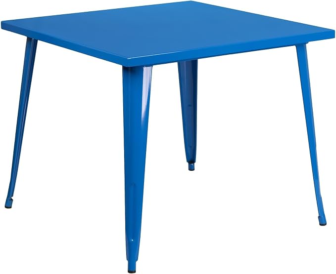 Flash Furniture Parker Commercial Grade 35.5" Square Blue Metal Indoor-Outdoor Table