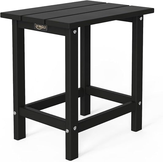 VINGLI Outdoor Side Table, HDPE All-Weather Poly Lumber Patio Side Table End Tables for Porch Backyard Poolside (Black)