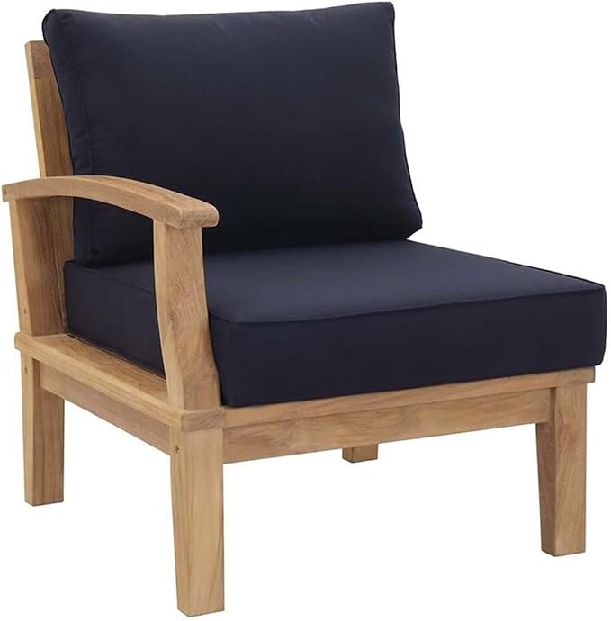 Modway EEI-1822-NAT-NAV-SET Marina Premium Grade A Teak Wood 2-Piece Outdoor Patio Furniture Set, Natural Navy