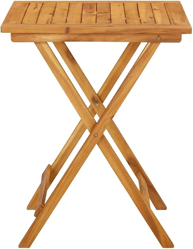 Solid Acacia Wood Folding Patio Table 23.6x23.6x29.5 Inches, Outdoor Dining Table with Natural Oil Finish, Space-Saving Design for Garden, Farmhouse Style Side