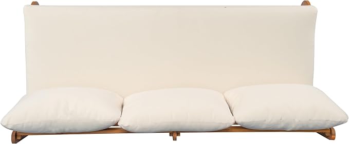 Christopher Knight Home Poppy 2 Piece Patio Conversation Set with Cushion, Acacia Wood 6 Seater Outdoor Sofa Chat Set, Outdoor Sectional Sofa Set of 2 for Patio Furniture Set, Teak+Beige