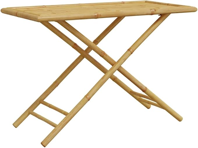 Bamboo Folding Patio Table 43.3x21.7x29.5 Inches, Outdoor Garden Table with Slatted Top for Ventilation, Easy Foldable Design for Storage and Transport, Natural Wood Finish
