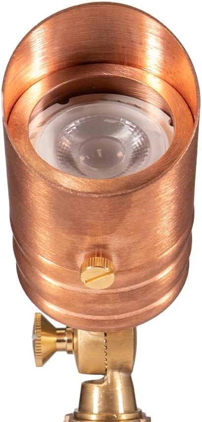 VOLT Fat Boy 12V Outdoor Mini Spotlight (Copper) with 5W 2700K Warm White 400 Lumen MR16 LED Bulb for Low Voltage Landscape Lighting of Yard, Lawn, Garden, Patio, Trees & House