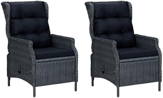 Afuera Living 9-Piece Outdoor Dining Set, Dark Gray PE Rattan, Weather-Resistant, Includes Rectangular Table and 8 Armchairs with Cushions, Contemporary Patio or Garden Furniture for Outdoor